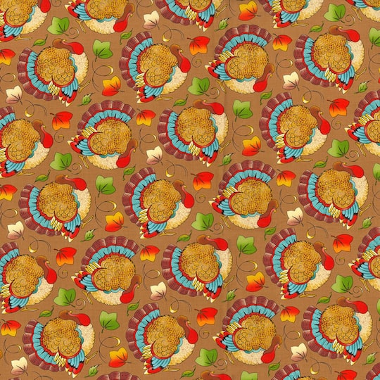 Fabric Traditions Fall Turkeys Cotton Fabric